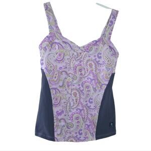 ION Actif Athletic Tank Top Size Medium Purple Paisley Sleeveless Workout Top